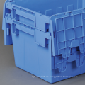 Cajas de almacenamiento de plástico de alta calidad bisagra tapas contenedores de anidamiento plano